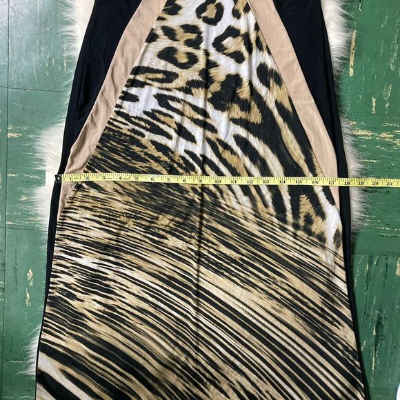 Venus Boho Animal Print Tank Maxi Dress Size Small Stretch Knit Black & Tan - Picture 10 of 11